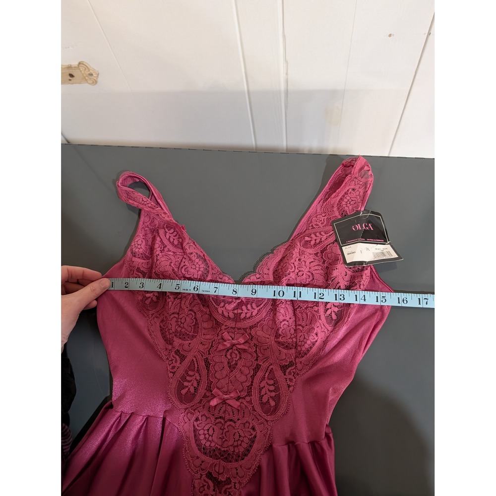 Vintage Olga Bodysilk Babydoll Lingerie Size 2X Rose Deadstock - Picture 16 of 16